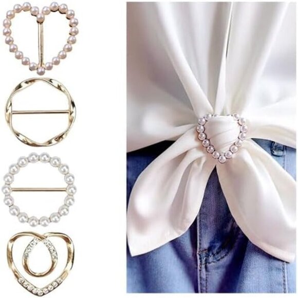 Jewelry - 4PCS Scarf Ring Clip Shirt Clip T-Shirt Ties Clips Clothes Corner Knotted Button